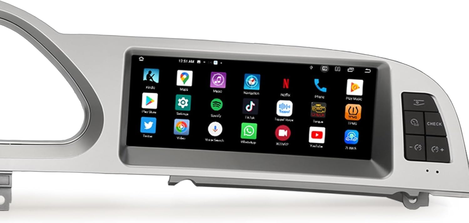 Android 16 Qualcomm 8 cœurs 4 Go 64 Go Autoradio Stéréo pour Audi A6 Système MMI-2G-HIGH, Compatible GPS, Carplay sans Fil, écran IPS 8,8 Pouces SWC WiFi DSP Dab+ Bluetooth 5.1 Canbus OEM Radio