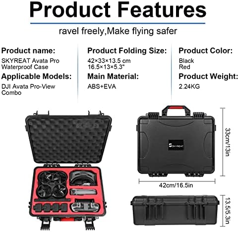 SKYREAT Avata Waterproof Case, Portable Travel Bag for DJI Avata Compatible with DJI FPV Goggles 2 Drone Accessories, Compatible with DJI Avata Pro-View Combo Mini FPV New Drone Accessories