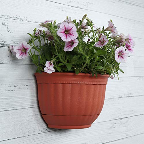 T4U Resin Wall Planter Brick Red Set Of 4, Wall Mounted Garden Plant Flower Pot Basket Container Indoor Outdoor Use For Orchid Herb Aloe Succulent Cactus Home Office Porch Wall Decoration Gift #TOP1