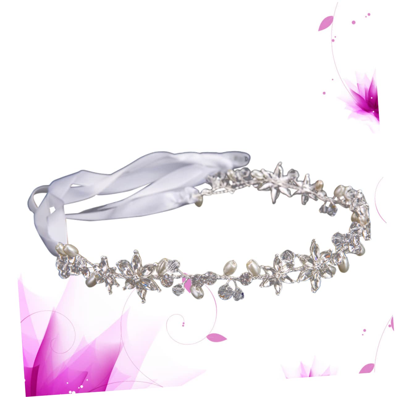 FRCOLOR 3piezas Diadema De Novia De Perlas y Flores Artesanales Tocado Elegante Para Bodas y Accesorio De Cabello Color Plata