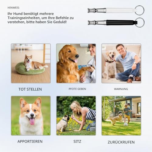 2-Stück Hundepfeife Rückruf,Lautlose Hundepfeife Hochfrequenz Lautlos,Erziehungshilfen für Hunde Pfeifen,Hundetraining Hundepfeifen,Hilfsmittel Pfeife Hund Rückruf,Ultraschall-Hundepfeife (3A)