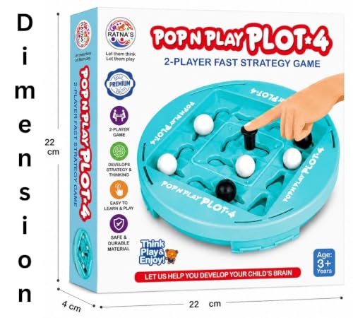 Image of POP N Play PLOT-4 Fast Strategy Board Game for Kids & Family | 2 Player Educational Thinking Game | Brain Development, Logic Building & Concentration Toy | Boys & Girls Age 3+ Years