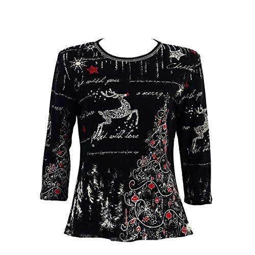 Jess & Jane Reindeer's Dream 100% Cotton Women's Christmas Top - 14-848