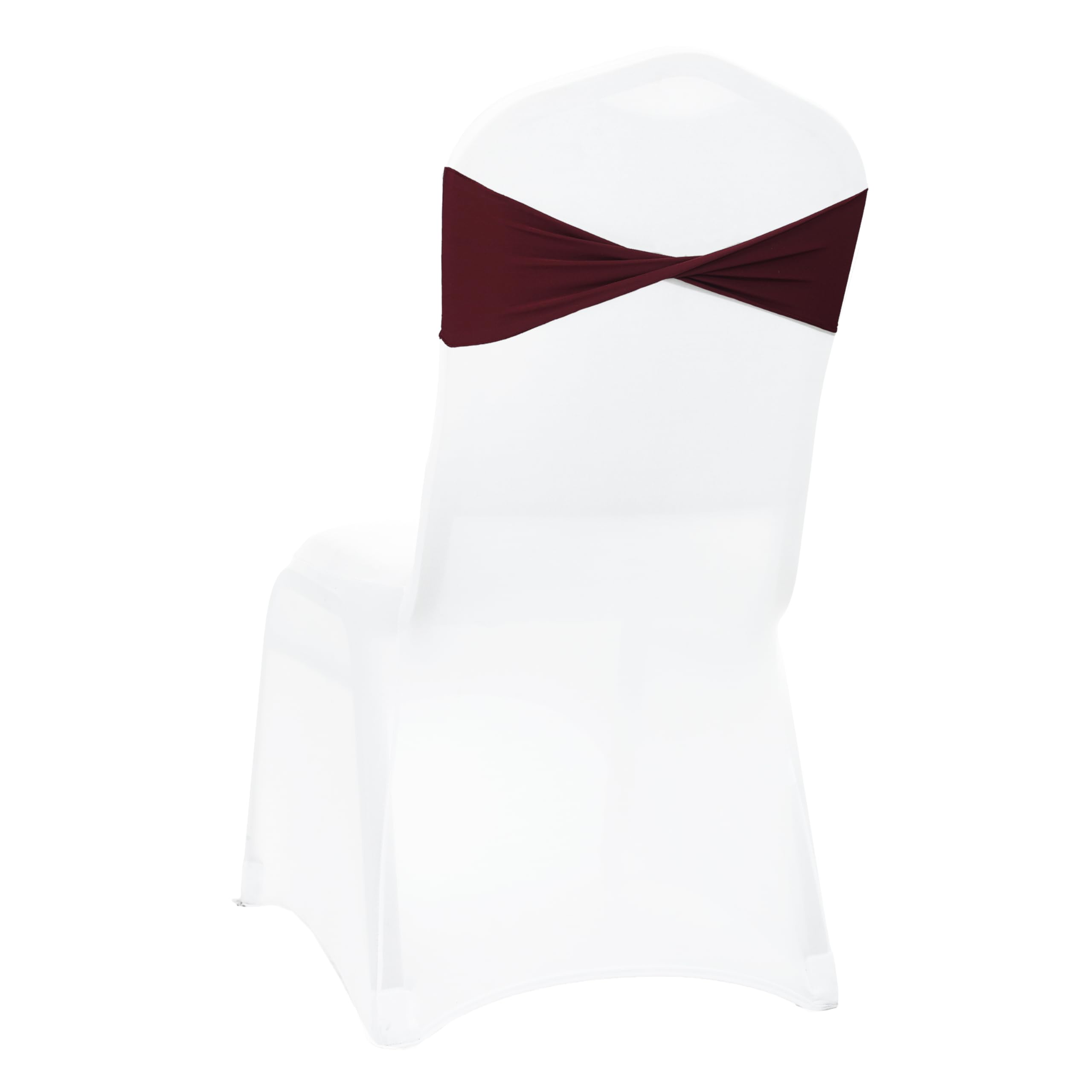 VDS Pack of 25 PCS | Burgundy | Spandex Chair Sashes Bows Without Buckle | Stretch Elastic Banquet Universal Folding Chair Band Tie with for Wedding Party Conference Celebration Event Decoration — image 1