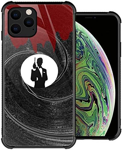 iPhone 12 Case, James Bond Barrel iPhone 12 Pro Cases, Organic Glass Back+Soft Silicone TPU Shock Protective Case Compatible with Case for iPhone 12/12 Pro 6.1-inch