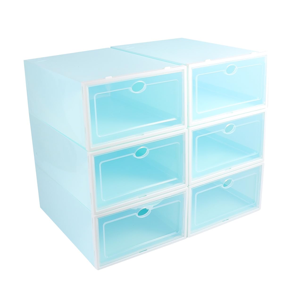 6 pezzi Scatole Trasparenti per Scarpe in Plastica Rinforzata da Contenitori Impilabili con Cornice Bianca per Donna Organizer Scarpe Resistente e Facile da Usare per Armadio e