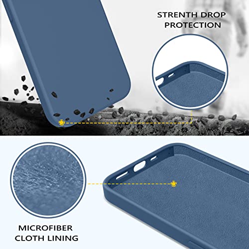 Guagua Compatible With Iphone 13 Case 6.1 Inch Liquid Silicone Soft Gel Rubber Slim Thin Microfiber Lining Cushion Texture Cover Shockproof Protective Phone Case For Iphone 13, Navy Blue #TOP2