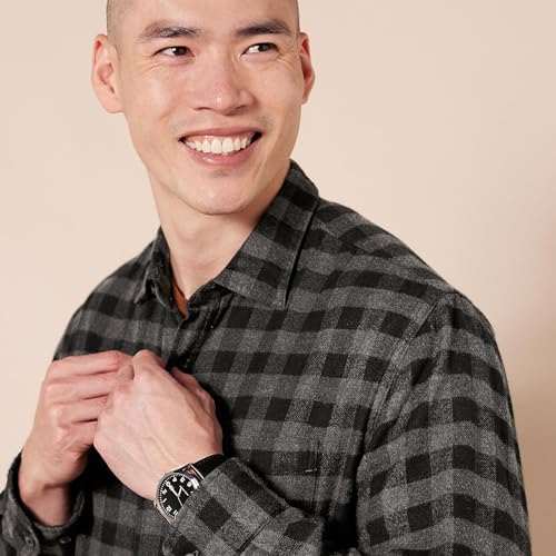 Image of Amazon Essentials Men's Regular Fit Long-Sleeve Flannel Shirt, Soft Brushed Cotton, Lightweight yet Warm