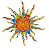 VEWOGARDEN Metal Sun Wall Decor 30 Large Outdoor Metal Wall Art Colorful Outdoor Sun Wall Art for Patio Home Garden Sun Face Sculptures Statues
