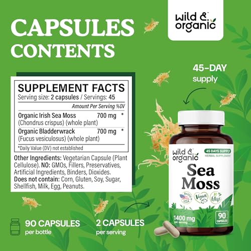 Wild & Organic Sea Moss + Bladderwrack Capsules (90 ct) — view 3