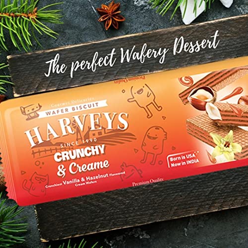 Image of HARVEYS CRUNCHY & CREAME WAFERS || Wafer || Biscuits || Pack of 4 ||150g x 4 || 600g (Vanilla & Hazelnut)
