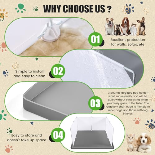 24-x-24-Dog-Litter-Box-with-High-Walls-Silicone-Pee-Pad-Holder-Tray-with-Pee-Splash-Guard-No-Spill-Potty-Pad-Holder-High-Edge-small-Dog-Toilet-with-10-Holder-Clamps-for-Puppy-Potty-Training 24 x 24 Dog Litter Box with High Walls Silicone Pee Pad Holder Tray with Pee Splash Guard No Spill Potty Pad Holder High Edge small Dog Toilet with 10 Holder Clamps for Puppy Potty Training
