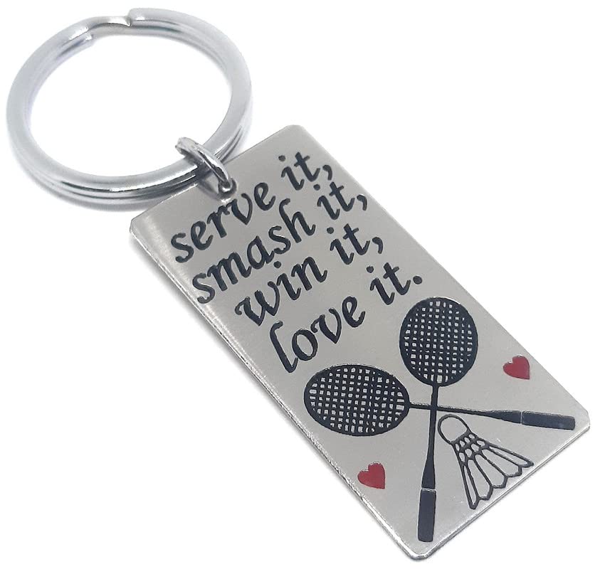 Gift Keychain For Badminton Person Men Women Girls Boys Friends Husband Stainless Steel Silver Keychain