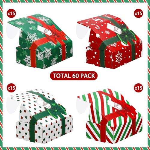 Tenceur 60 Pcs Christmas Gift Box with Lid Christmas Shipping Boxes Cardboard Xmas Holiday Boxes for Cookie Chocolate Dessert Small Business Packaging Mailing Mailers Home Supplies, 6 x 4 x 2 Inches - Image 5