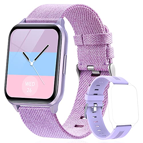 Smart Watch for Men and Women, 1.69  DIY Watch Face Fitness Tracker, IP68 Waterproof Fitness Watch with Heart Rate and Sleep Monitor, Calorie Step Counter Activity Tracker for Android iOS (Purple)