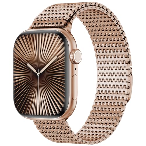 Image of WINGLE Magnetic Mesh Loop for Apple Watch Band Ultra 3 /2 /1 Band 49mm 46mm 45mm 44mm 42mm 40mm 41mm 38mm Men Women, Stainless Steel Adjustable Metal Strap for iWatch Series 11 10 9 8 7 6 5 4 3 2 1 SE