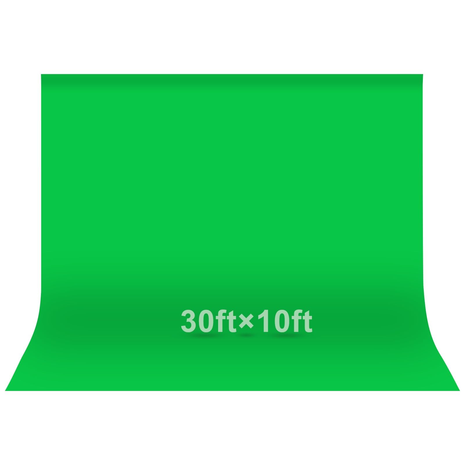 EMART Sfondo verde per schermo, 30 x 3 m, kit di sfondo in tessuto per YouTube video streaming zoom, piccola tenda in mussola Chromakey con 4 clip
