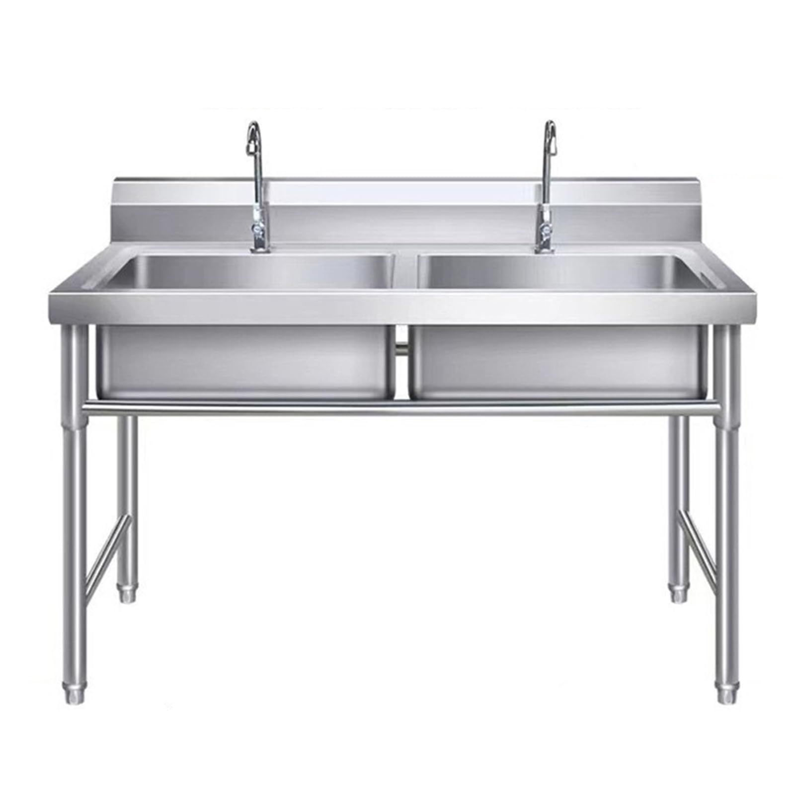YNIYUJKL 2-Compartment Commercial Sink,Freestanding Utility Sink,Stainless Steel Sink Double Basin With Faucet For Restaurant,For Laundry Room, Garage