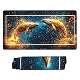 マウスパッド 大型 160 x 80 cm ゲーミングマウスパッド 防水 デスクマット 滑り止めゴム底 おしゃれ キーボードパッド 快適操作性 ゴム底 洗える 耐洗い表面 耐久性 超高密度繊維 仕事 ゲーム オフィス ホーム用 男性用デスクトップアクセサリー （クジラの星空) g-511