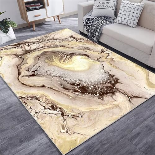 QGYFRE Alfombras De Habitacion Pequeñas Giallo Alfombra Comedor 70x140CM Abstracta marrón Grande Salon