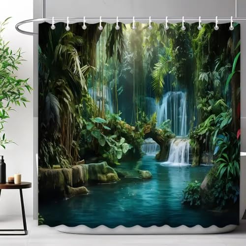 Rideau de douche 160 x 220 anti-éclaboussures grand format polyester cascade - 2