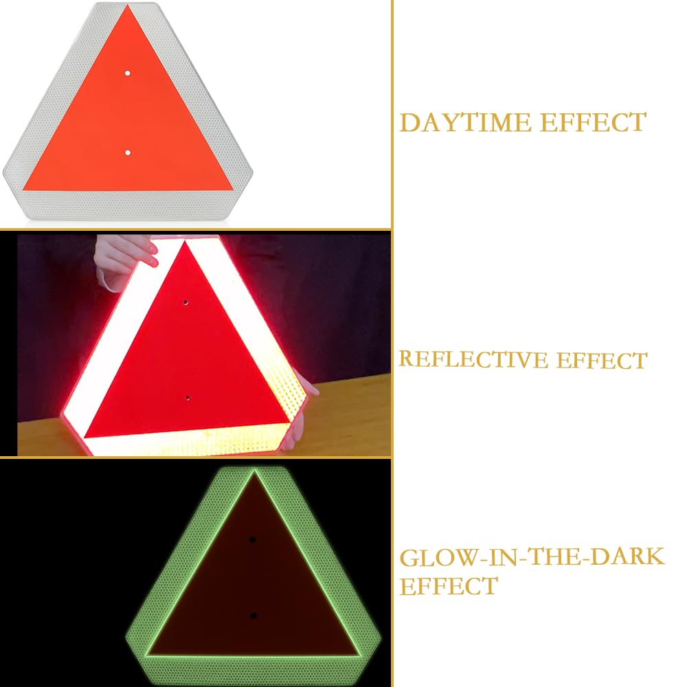 Glow in The Dark Slow Moving Vehicle Sign, 14x16 Inch SMV Triangle Sign — Amazon image 2