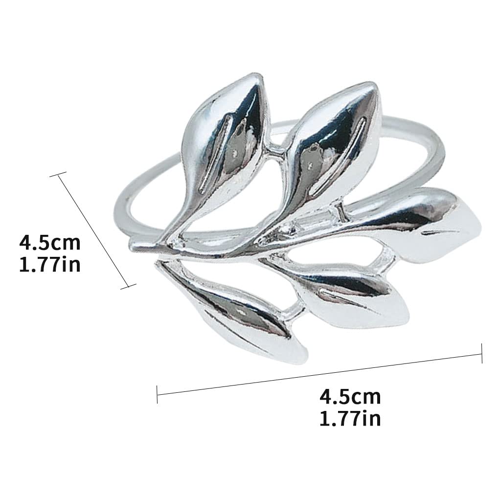 Anelli Portatovaglioli 6/10/50 pezzi Portatovagliolo foglia autunnale in oro e argento con fibbia in metallo in Regalo di nozze Decorazione della tavola for feste(Silver-50PC)