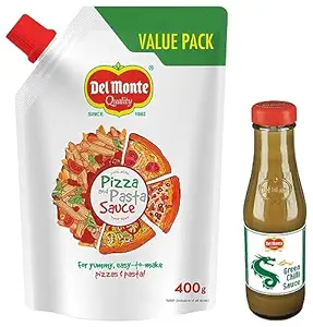 Del Monte Pizza & Pasta Sauce Spout Pack, 400g & Del Monte Green Chilli Sauce,190g