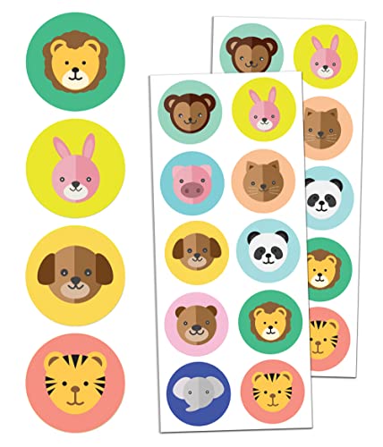 Animaux Gommettes Autocollants (Chiens, Chats, Éléphants, Lions) - 20 Feuilles, 200 Pièces