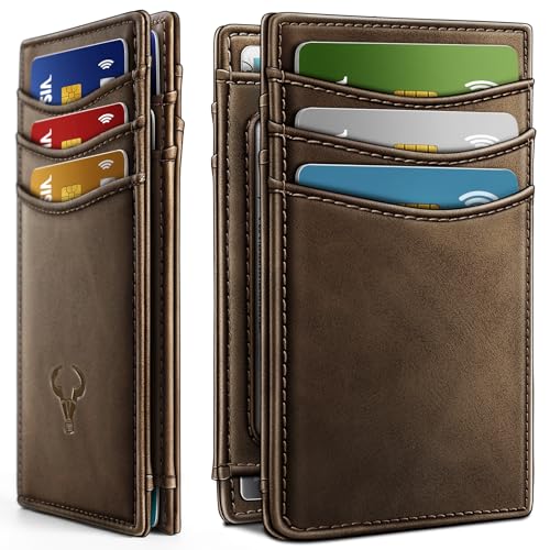 BULLIANT Slim Wallet For Men 12Cards,Easy Leather Wallet Card Holder Money Clip With Simplified Bill Folder&Magnetic Closure -RFID Blocking2