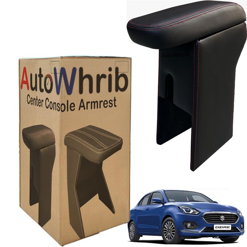 Image of Car Arm Rest For Swift Dzire Tour 2017 to 2024 and Armrest with Storage Box & Soft Cushion Pad, Luxury Arm Rest, Black Colour