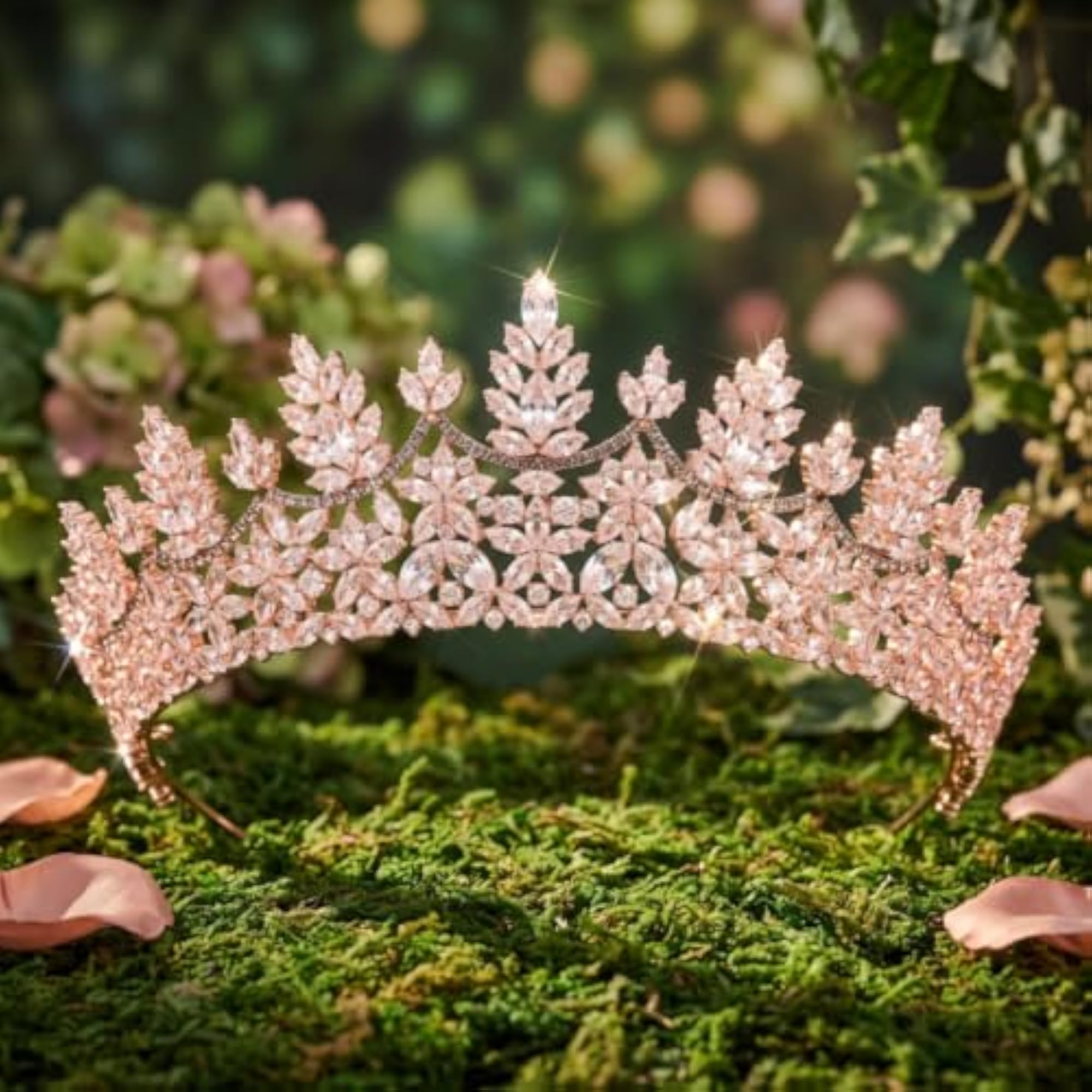 Bridal Rhinestone Gold Crown Tiara
