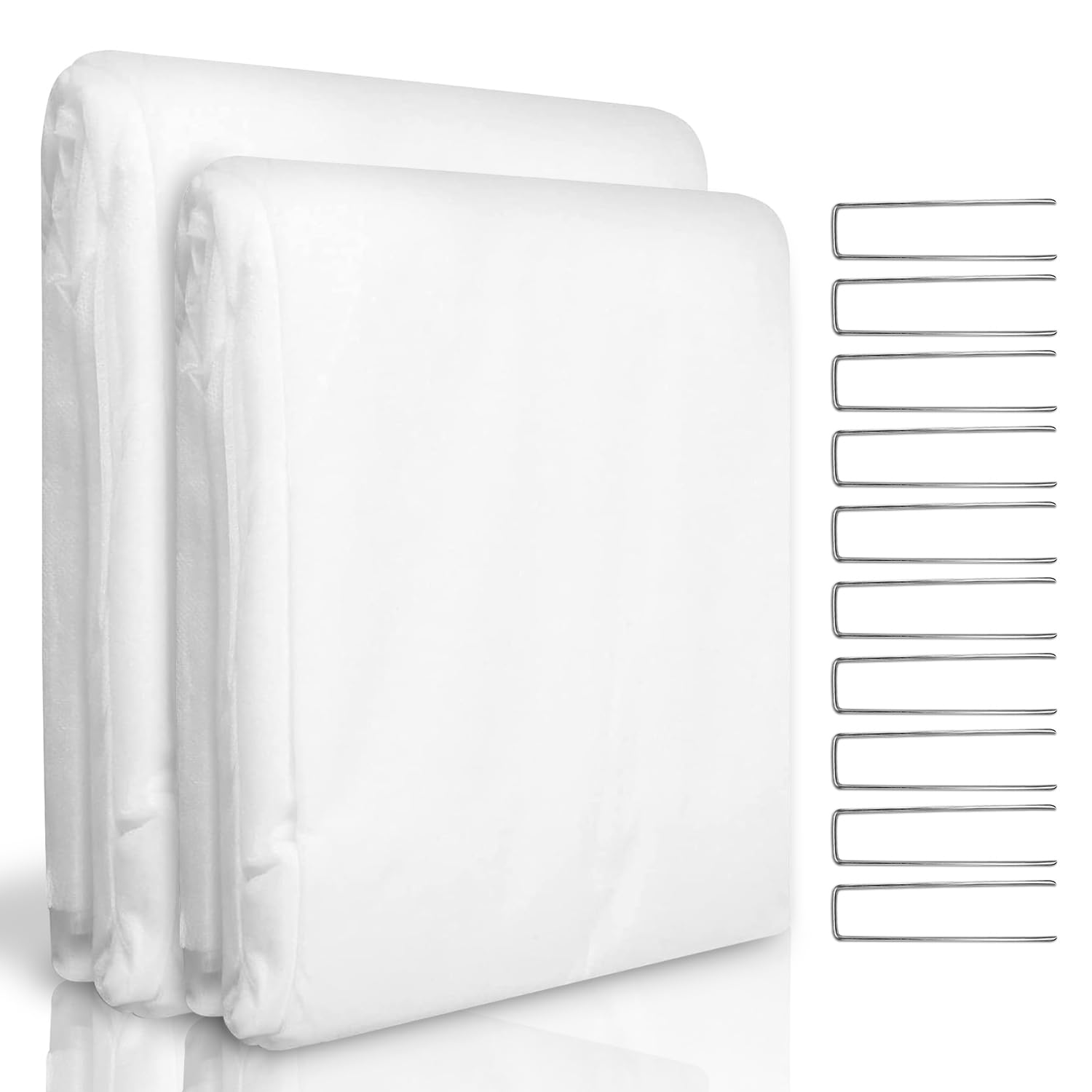 WISD Garden Fleece Frost Protection, 30gsm Horticultural Fleece Winter Plant Covers with 10 U-Shaped Ground Pegs