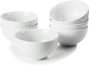 WishDeco Set of 6 Small Bowls (300 ml) White Ceramic | Porcelain Bowls for Dessert, Ice or Fruit, Microwave and Dishwasher Safe