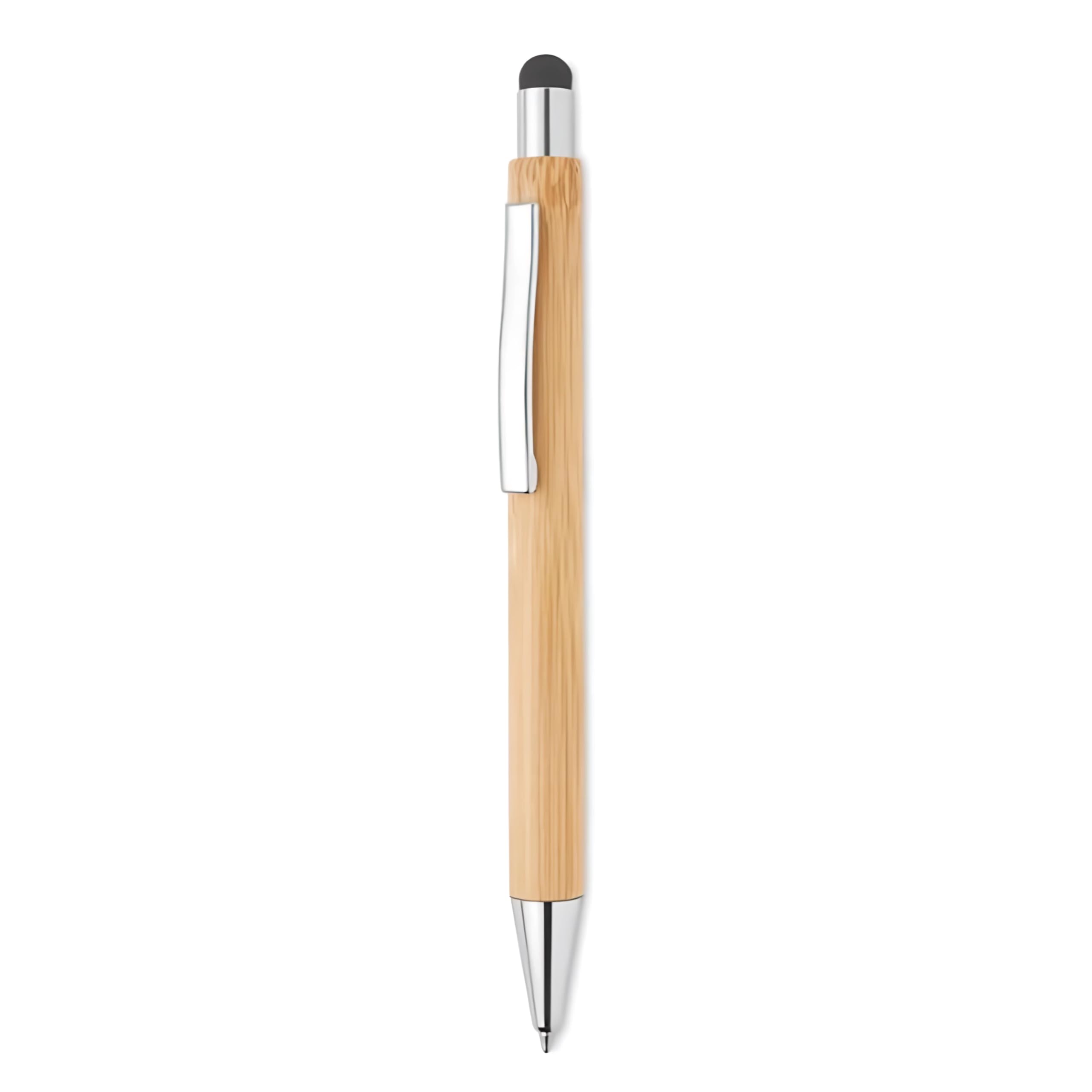 Penna a scatto in bamboo inchiostro nero con touch screen e scatola in legno personalizzati con incisione laser Top Tie