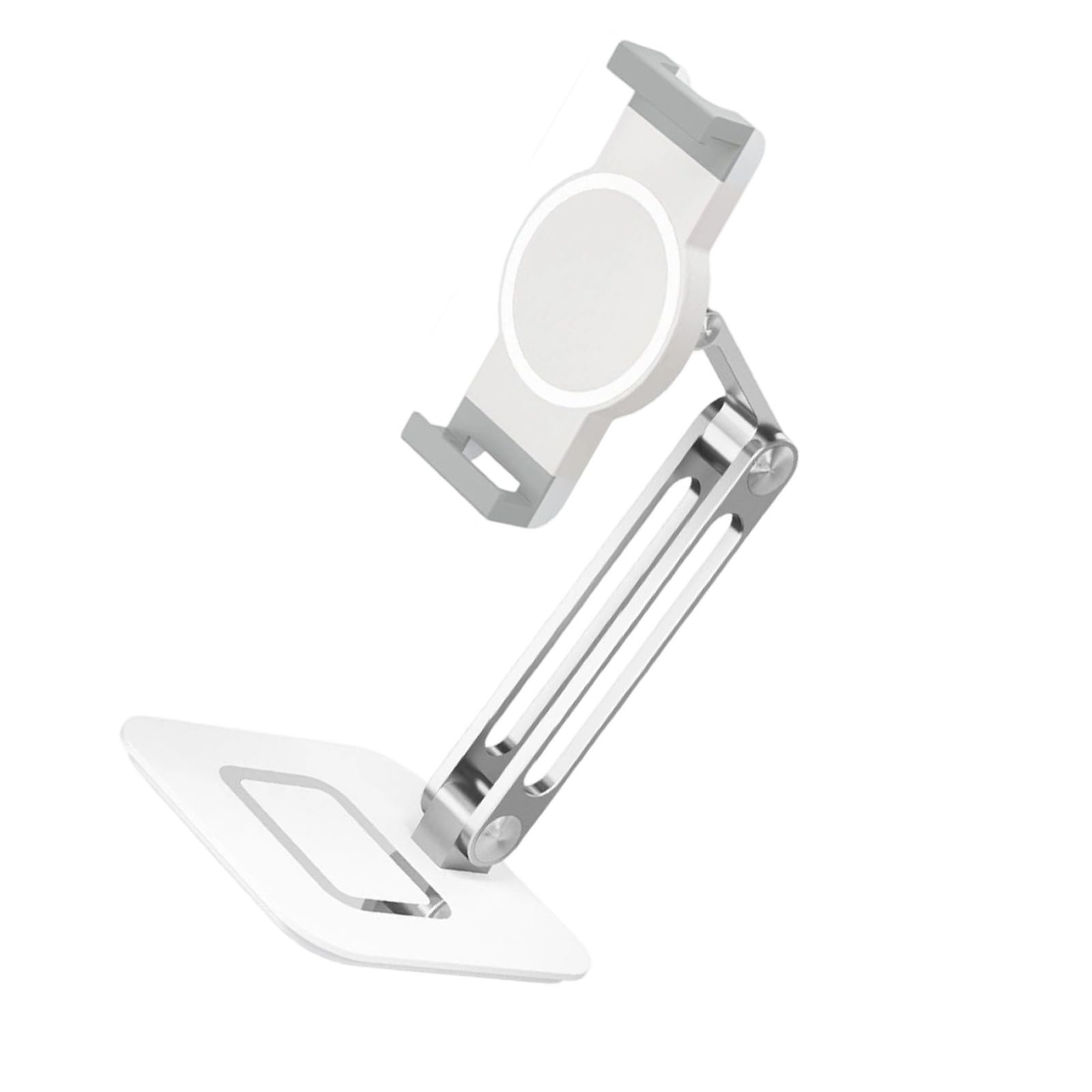 Supporto per telefono ergonomico con angoli visione regolabili in acciaio precisi Tappetino in silicone antiscivolo Supporto per dispositivi da scrivania Morsetto per telefono Supporto per tablet