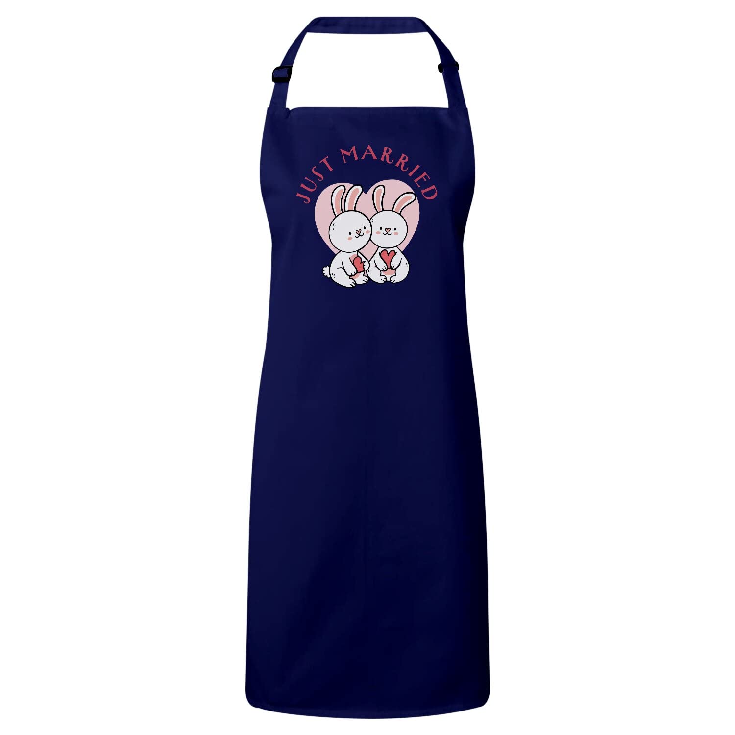 Tablier cuisine premium navy just married : accessoire textile pour anniversaire de mariage