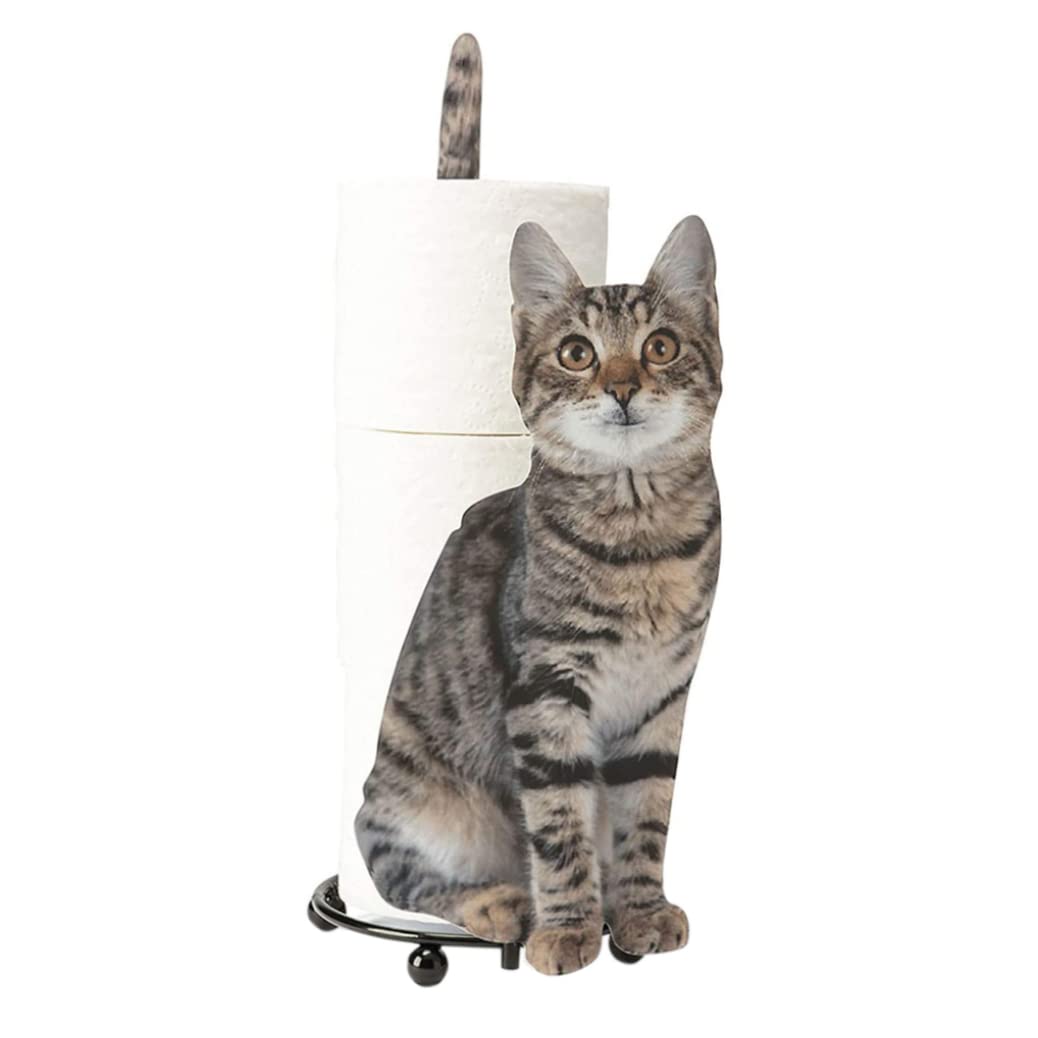 Wedhapy Toilet Paper Holder Toilet Paper Holders Cat Shape Tissue Dispenser Bathroom Roll Orgainzer for Kitchen Table Grey
