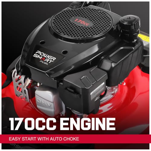 Image of PowerSmart 21-Inch Self Propelled Gas Lawn Mower, 170cc OHV Engine, Rear-Wheel Drive, Steel Deck, 3-in-1 Walk-Behind Mower