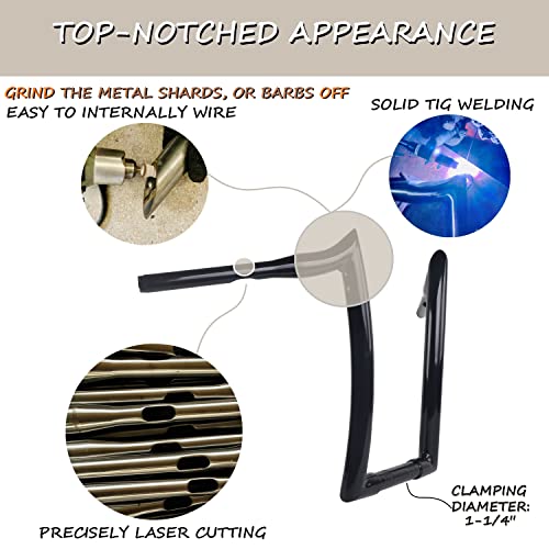 1.5 Inch Fat Handlebar For Harley Road Glide, Also For 2006-Up Fat Bob, Low Rider, Street Bob, Super Glide, Wide Glide, Breakout, Fat Boy, Sport Glide, Road King, Strong & Solid Ape Hangers(17" Black) #TOP3