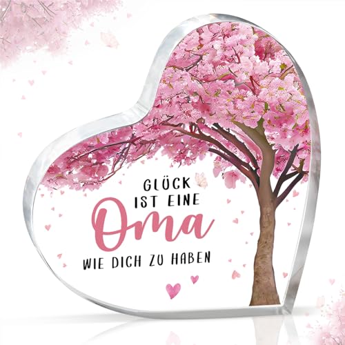 Gleevara Oma Geschenk Geschenk Oma Einzigartige Herzförmige Acryl Heimdekoration Oma von Enkel Großmutter Geschenk zum Geburtstag Muttertag