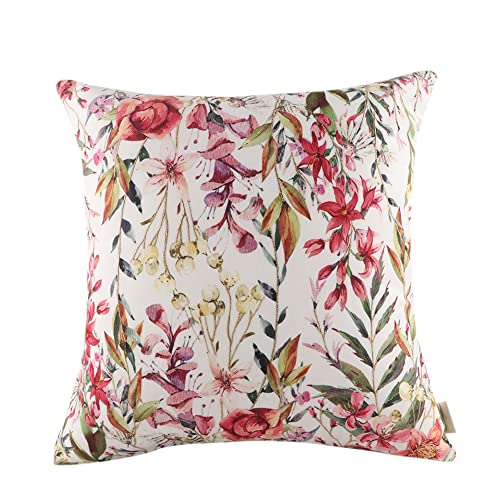 Image of Home-The Best is for You Reversible Floral Printed and Embroidered Cushion Cover 16 Inch X 16 Inch Pack of 2 (White::Orange::Green, 2)
