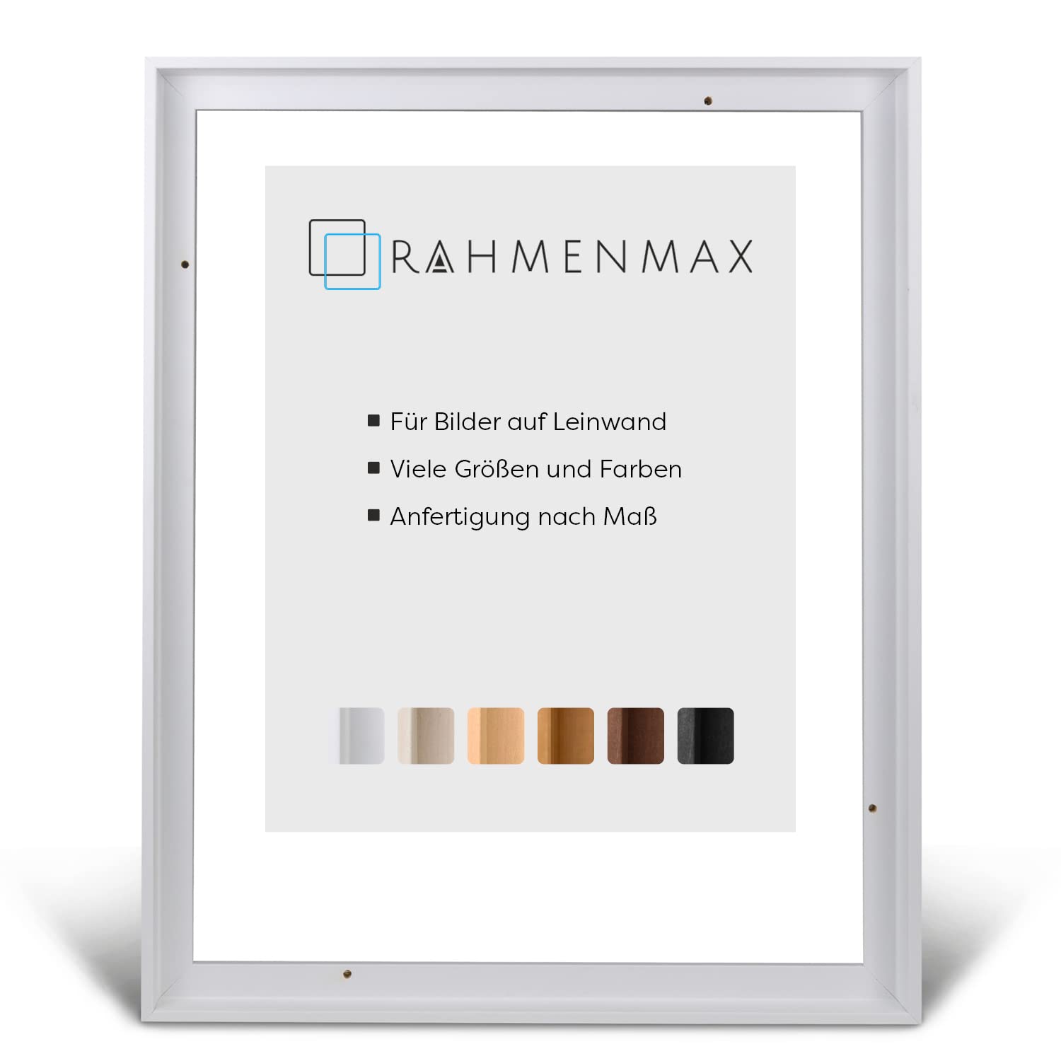 RahmenMax Luzern Schattenfugenrahmen Aus Massivholz – Für Keilrahmen-Leinwände, 20x20 Cm (Innenmaß 21x21 Cm), Lackiert