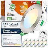 ALUSSO LED Einbaustrahler 230V Dimmbar 68mm 7W Ultra Flach IP44 LED Spots...