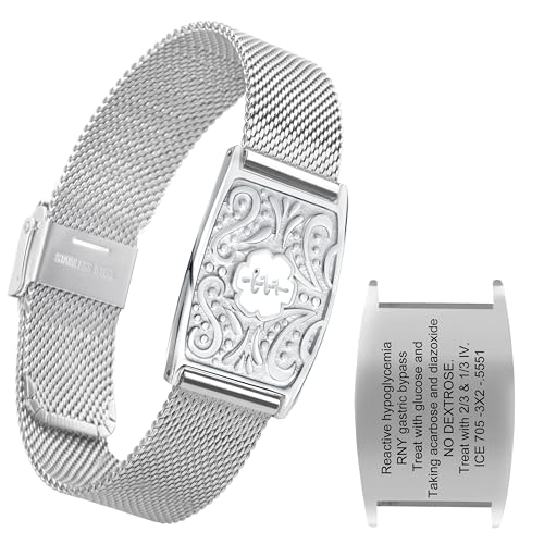 BURISSKY Adjustable Custom Medical Alert Bracelets for Women Men with Free Engraving,Personalized ID Emergency Identification Waterproof Stainless steel Wristbands