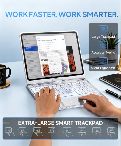 Image of Cyberpunk Clear Keyboard Case for iPad Pro 13 Inch M5 /M4, 360 Swivel
