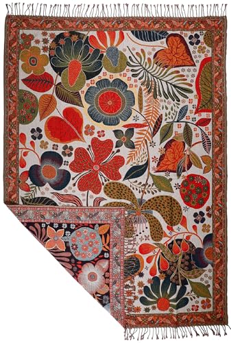 Lorenzo Cana - Manta jacquard tejida de algodón con la mejor lana de cordero merino, manta de sofá, manta de pícnic, manta de plaid multicolor, 140 cm x 200 cm - 96321