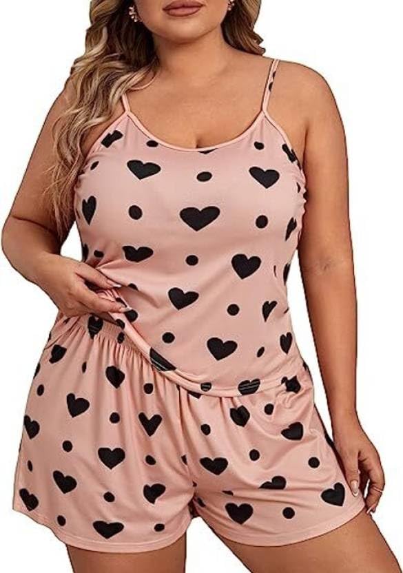 Women's Plus Size Pajamas Set Sexy Lingerie Sleepwear Lace Cami Top with Pj Short 2 Piece Nightwear-image-26