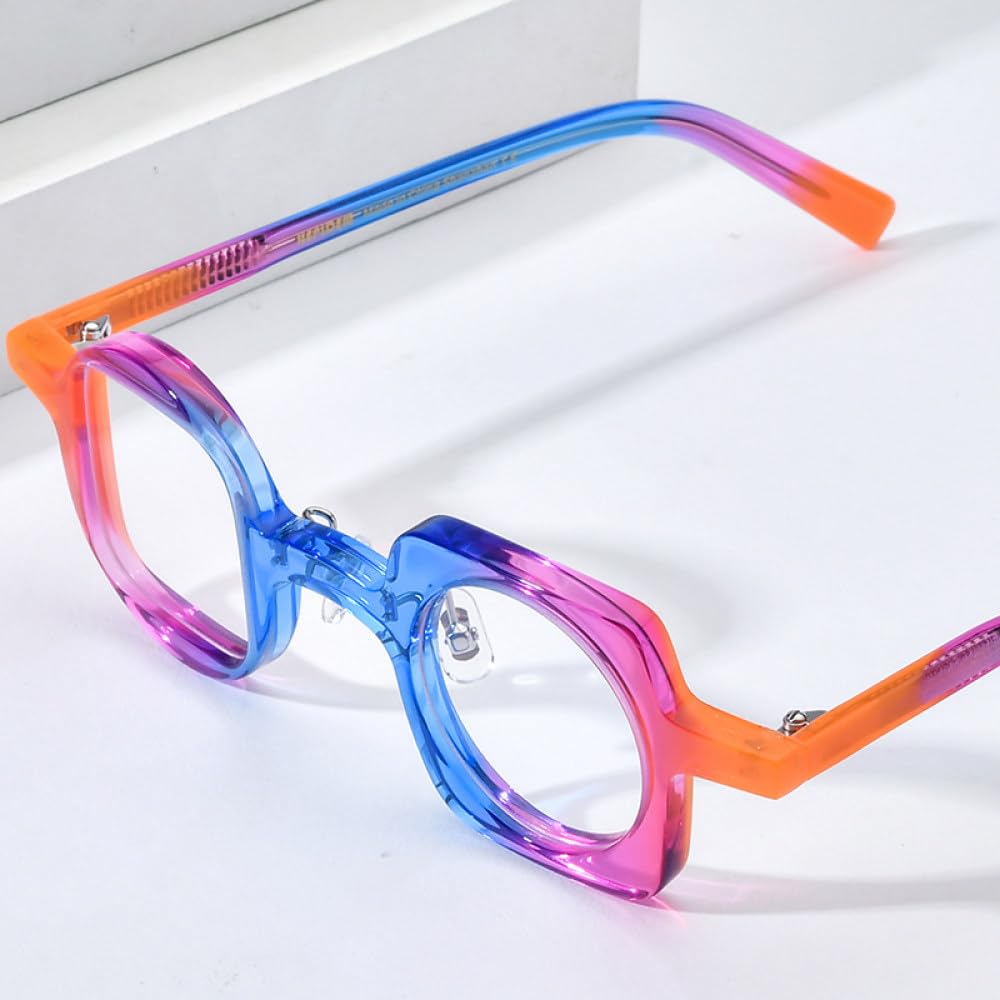 MUTYNE Occhiali da vista in acetato multicolore Montatura da donna Occhiali da vista rotondi da uomo