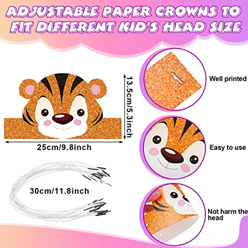 Gersoniel 24 Pcs Animal Party Hats Jungle Safari Crowns, Jungle Animal - image 4